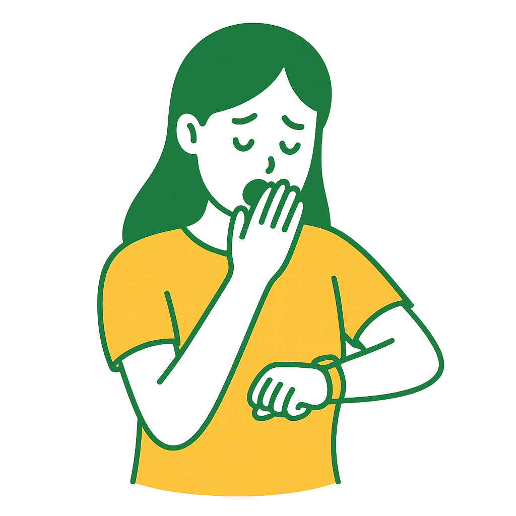time 生活リズムが崩れてあくびをしている女性